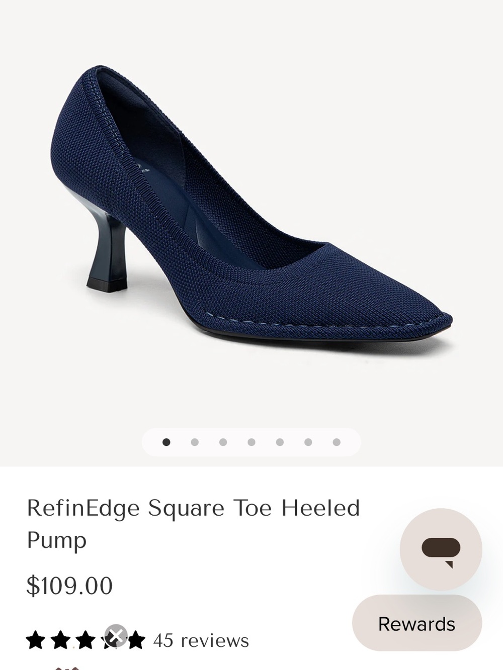 Navy Square-Toe Heeled Pump